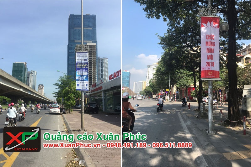 Hình ảnh treo phướn quảng cáo tại Hà Nội